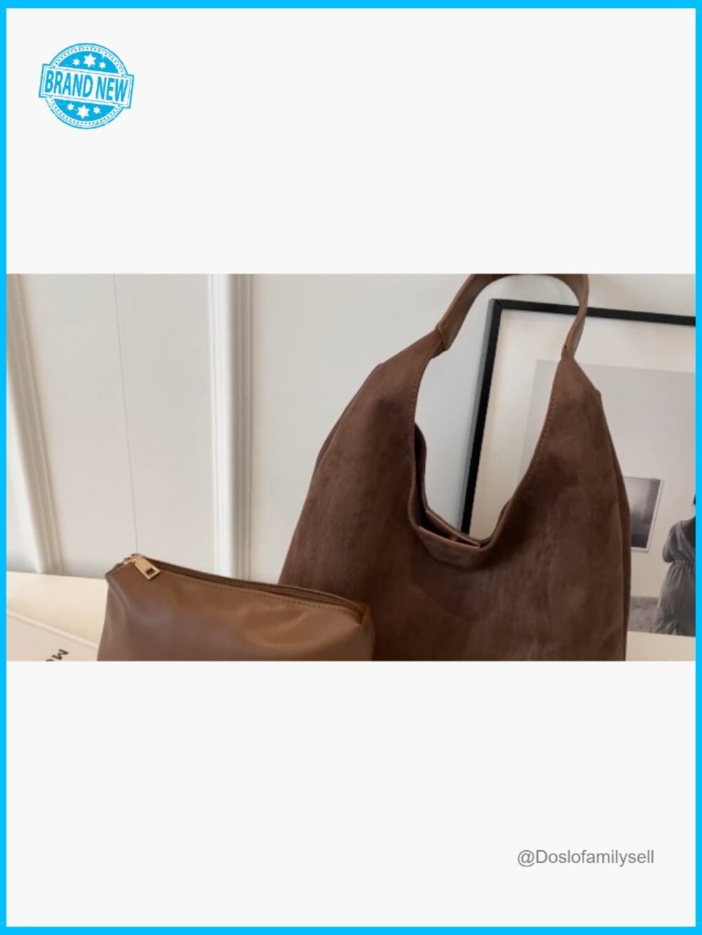 Faux Suede Tote Bag Large Capacity Hobo Shoulder Bag Everyday Work Travel - Picture 7 of 7